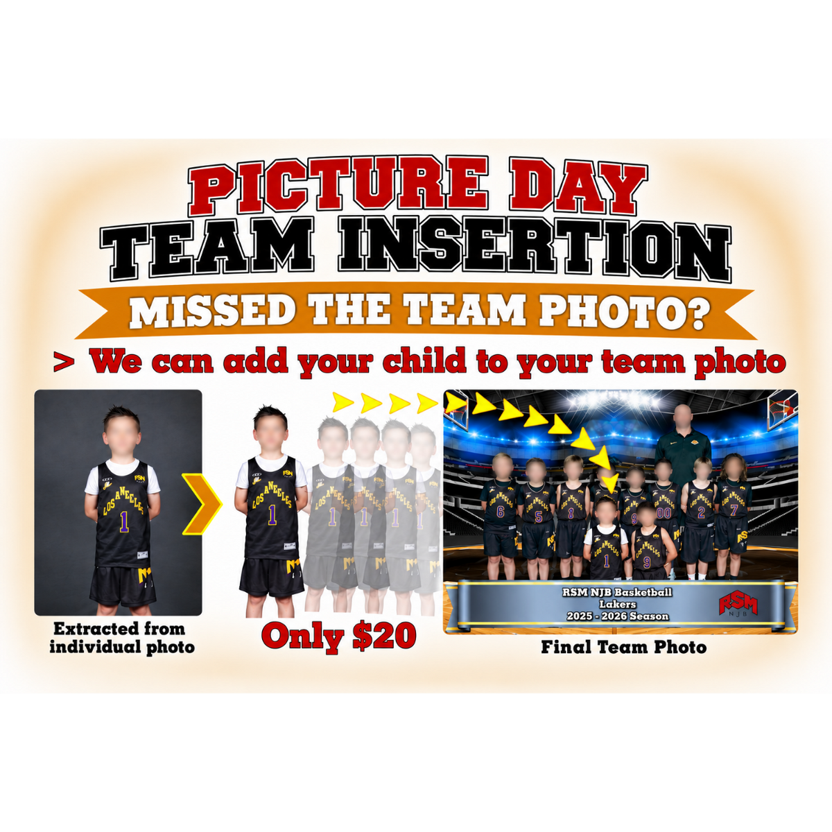 093 Picture Day Early or Late Arrival: Team Insertion